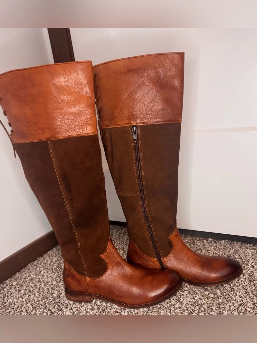 ROAN by Bed Stu Natty Women’s 7.5 Brown Leather Suede Tall Riding Boots